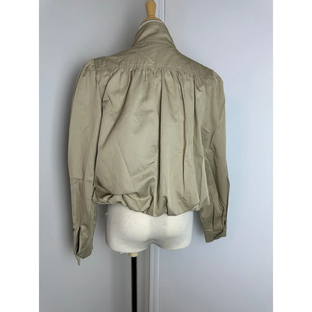 ASTR Estero Gathered Sleeve Bomber Jacket Women Small Beige NWOT - Picture 9 of 11